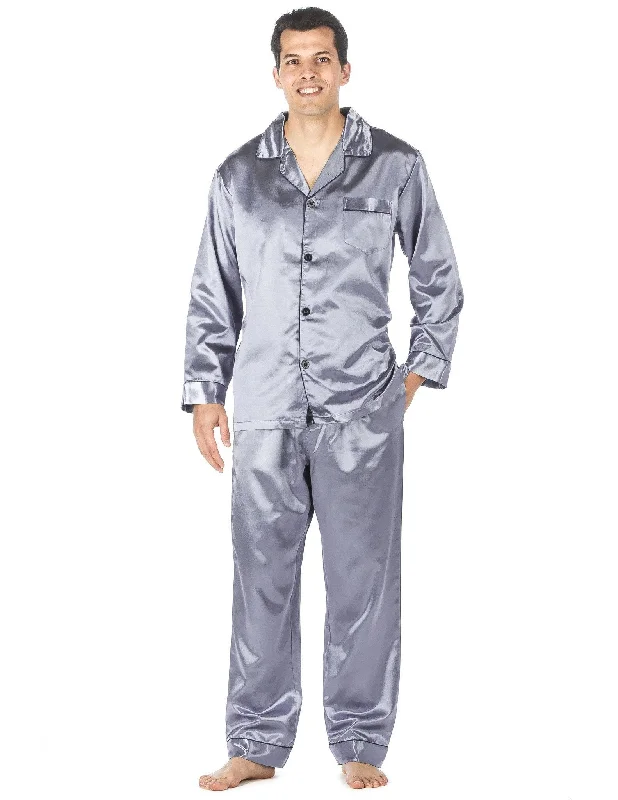 Weekend-Only Price Drops Men's Premium Satin Pajama Sleepwear Set - Light Blue