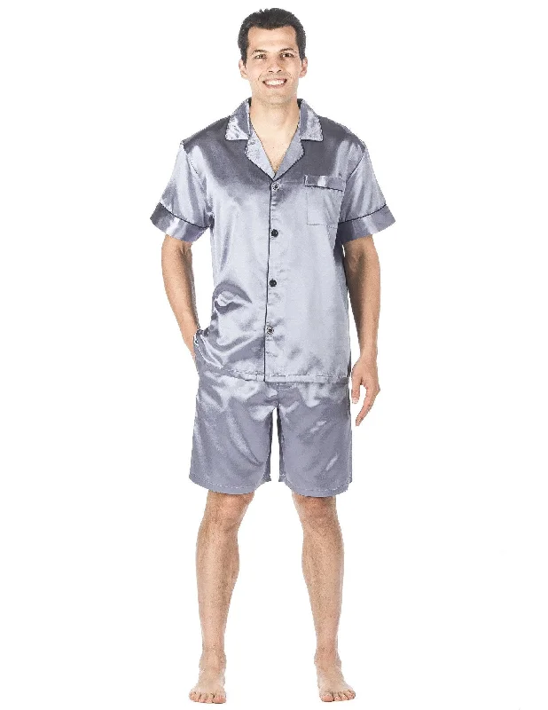 Weekend Deals You Can't Resist Men's Premium Satin Short Pajama Set - Solid Light Blue Weekend Deals You Can't Resist Men's Premium Satin Short Pajama Set - Solid Light Blue