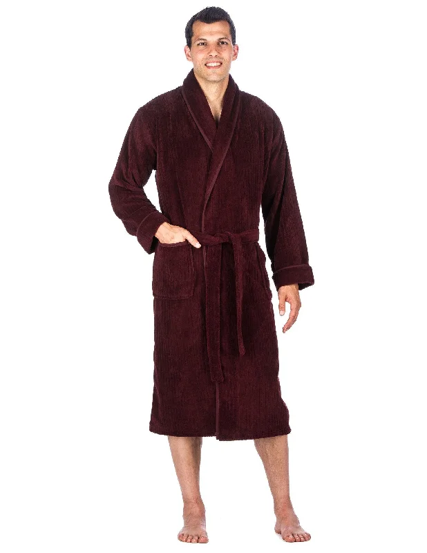 New Arrival Men's Premium Coral Fleece Plush Spa/Bath Robe - Fig