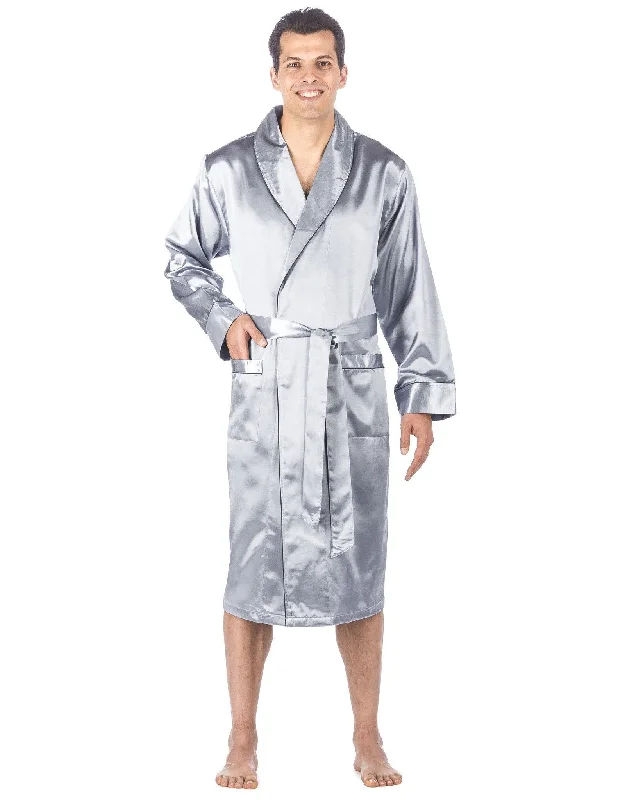 Weekend Special Men's Premium Satin Robe - Solid Light Blue