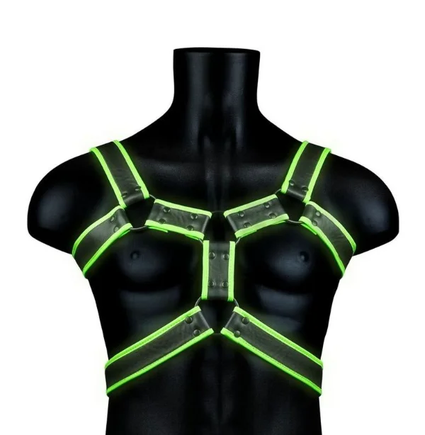 Ouch! Bonded Leather Body Harness Glow in the Dark