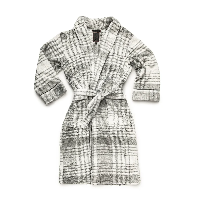 Top Pick Plush Jumbo Plaid Robe in Grey