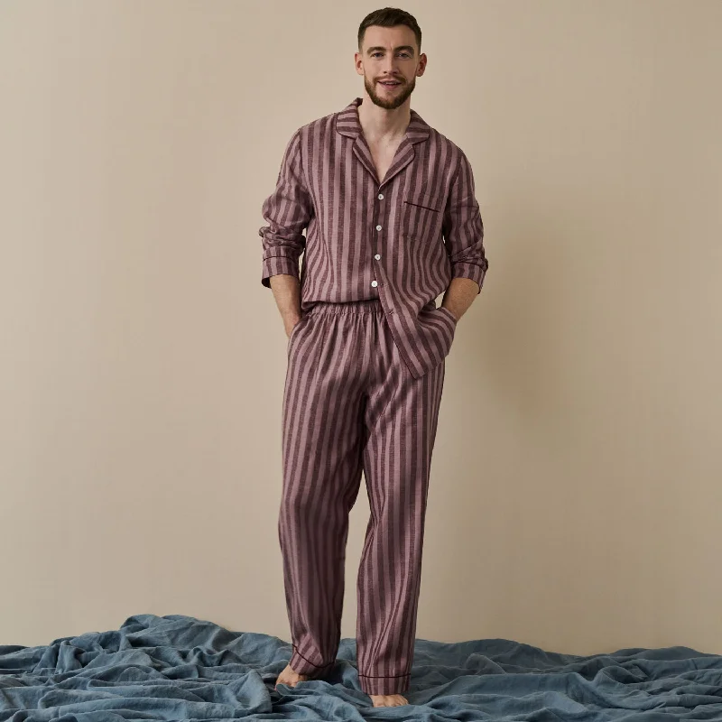 Early Access Men's Port & Woodrose Striped Linen Pajama Set