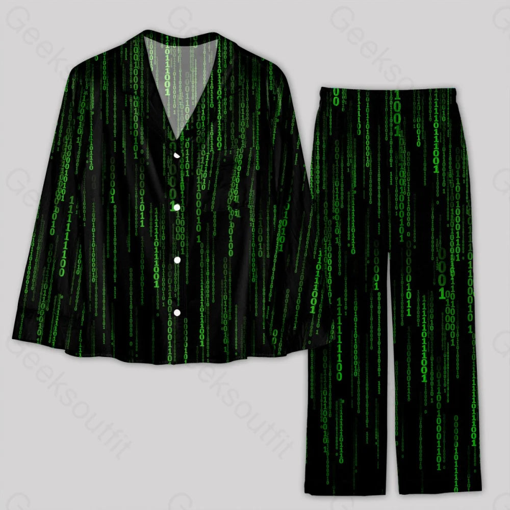 Today's Deal The Matrix Black Green Design Art Pajamas Set