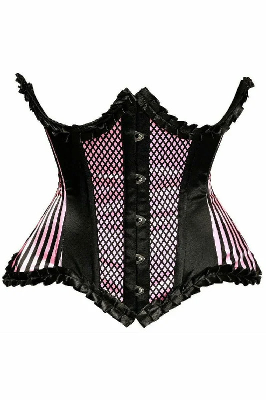 Top Drawer Pink Burlesque Underwire Curvy Cut Waist Cincher Corset