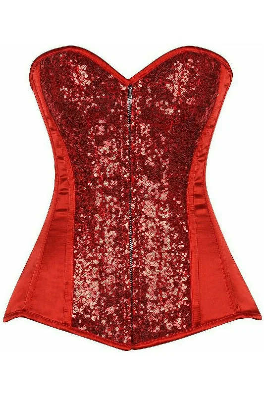 Top Drawer Red Sequin Steel Boned Corset