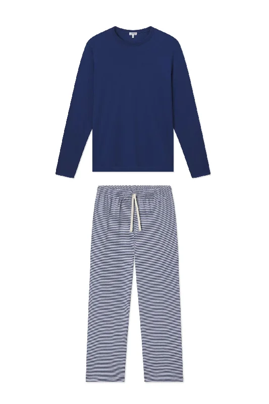 Super Savings Men's Pima Sleep Long-Long Set in True Navy