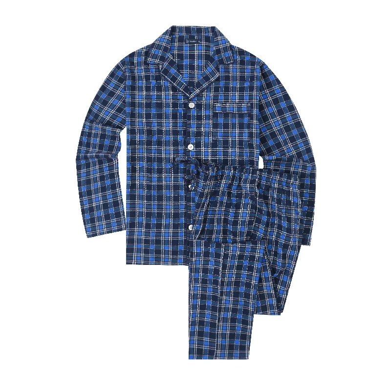 Year-End Sale Mens Pajamas Set - 100% Cotton Flannel Pajamas for Men - Plaid Navy-Blue-White Year-End Sale Mens Pajamas Set - 100% Cotton Flannel Pajamas for Men - Plaid Navy-Blue-White