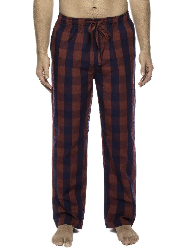 Weekend Bargains Await You Men's 100% Woven Cotton Lounge Pants - Gingham Red/Navy
