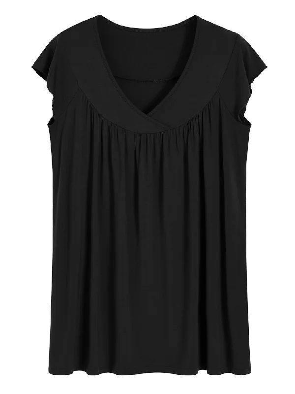 Weekend Deals to Make You Happy Women's Cap Sleeve Pajama Top Loose Viscose Pj Top