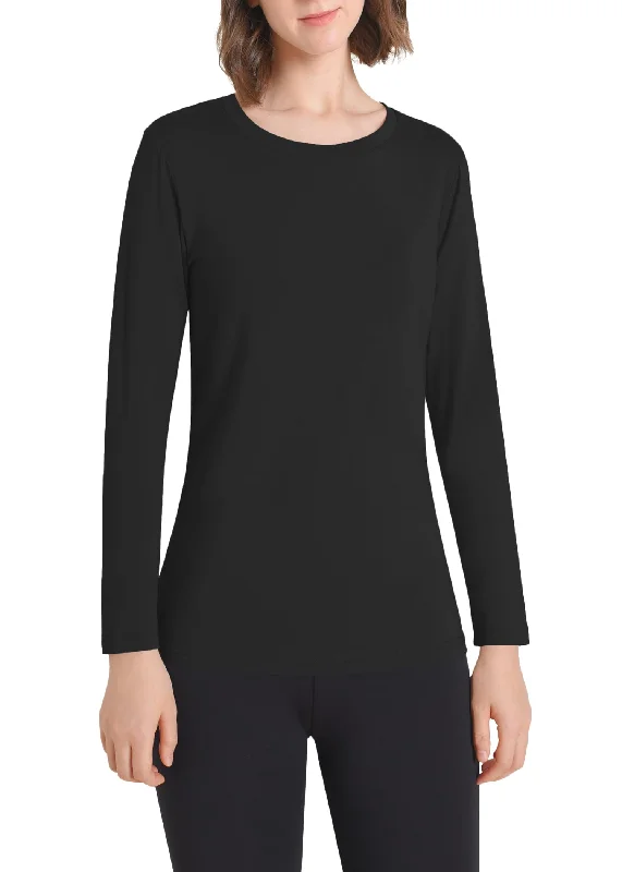 Weekend Bargains Galore Women's Soft Long Sleeve Top Crew Neck Slim Fit Shirt