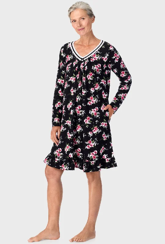 Weekend Bargains to Love Black Floral Long Sleeve Nightshirt