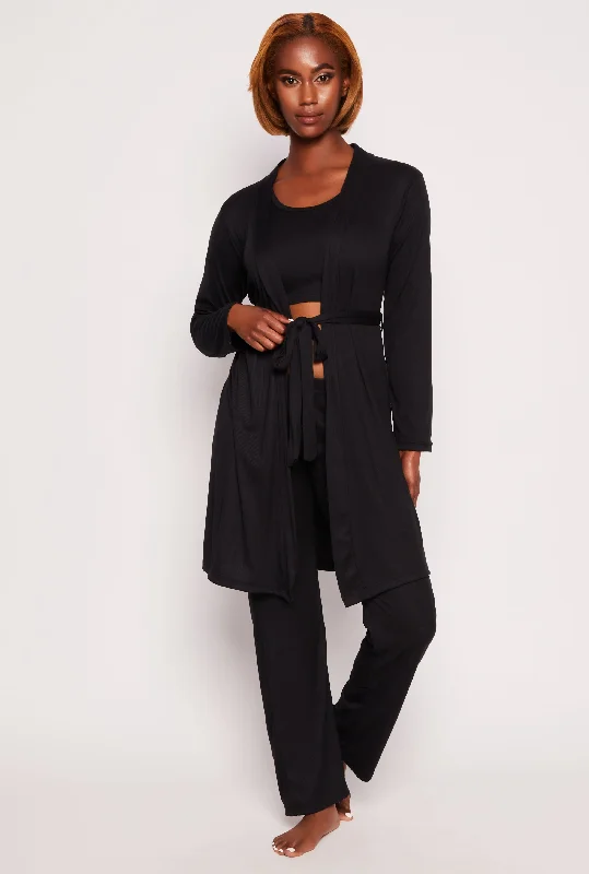 Online Deal Ribbed Pajama Tank Top and Shorts with Robe
