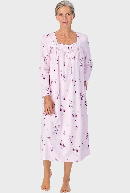 Weekend Sale: Don't Miss Out Blush Pink Floral Long Sleeve Nightgown