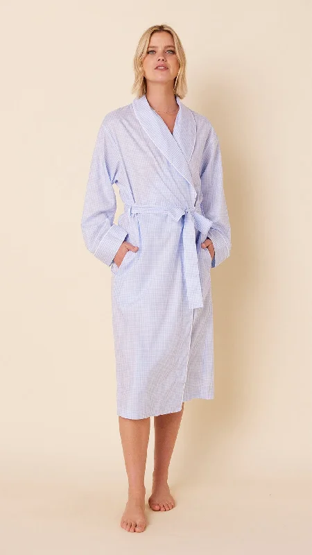 Extra Savings Classic Gingham Luxe Pima Shawl Robe - Blue