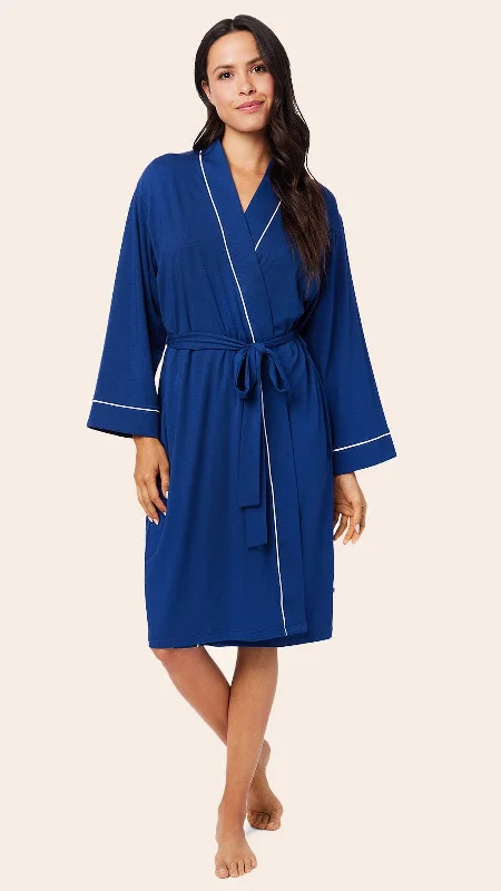 New Arrival Classic Pima Knit Robe - Marine Blue