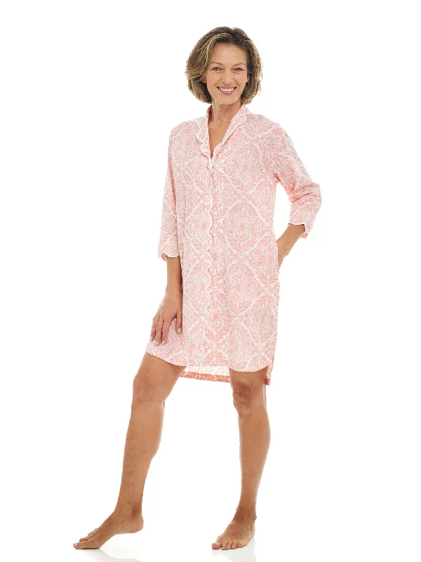 Weekend Discounts to Delight Coral Filigree Nightshirt