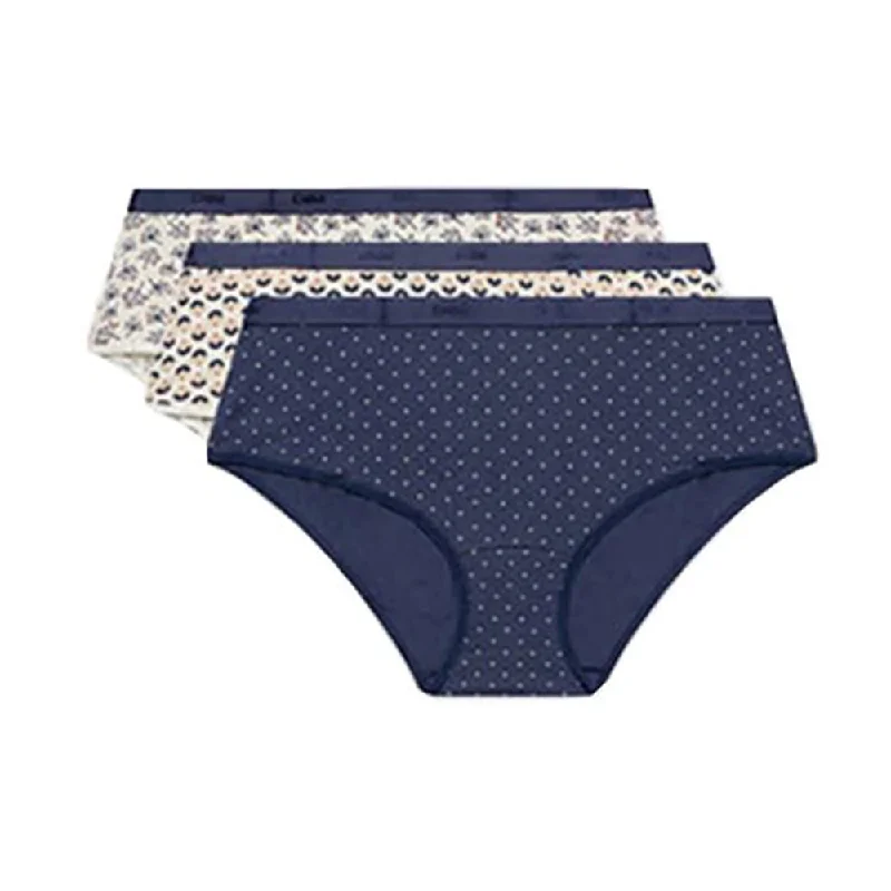 Dim Les Pockets Pack Of 3 Panties White And Blue Prints