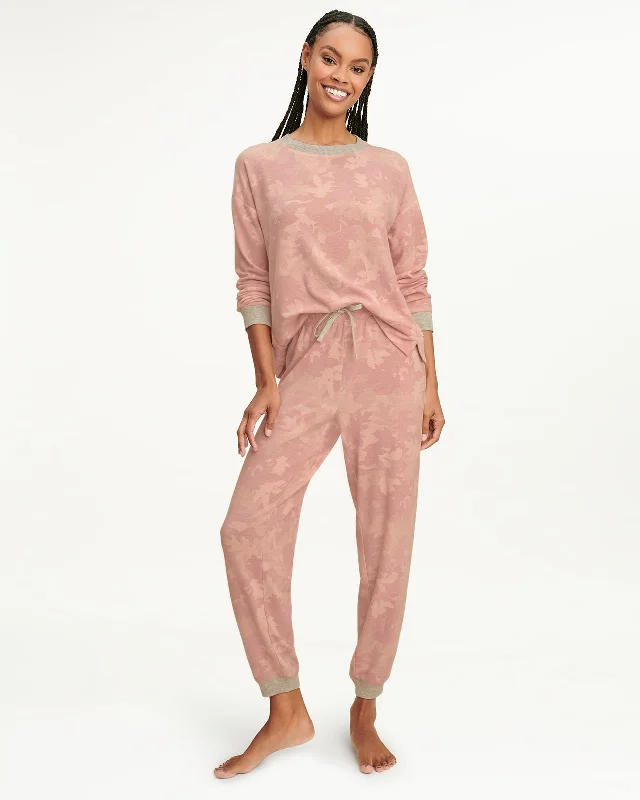 Discount Mania Elora Long Sleeve Jogger Set in Blush Camo