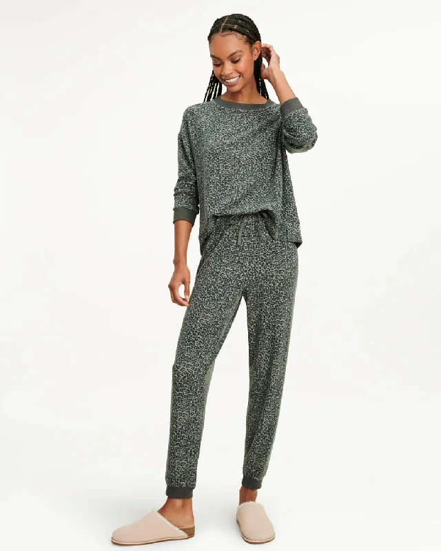 Bonus Offer Elora Long Sleeve Jogger Set in Charcoal Leopard