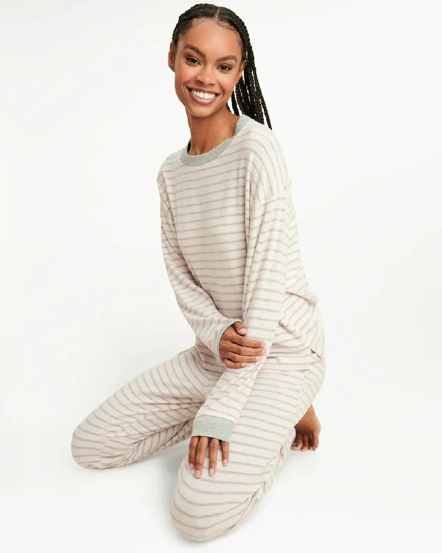 Weekend Savings Bonanza Elora Long Sleeve Jogger Set in Heather Stripe