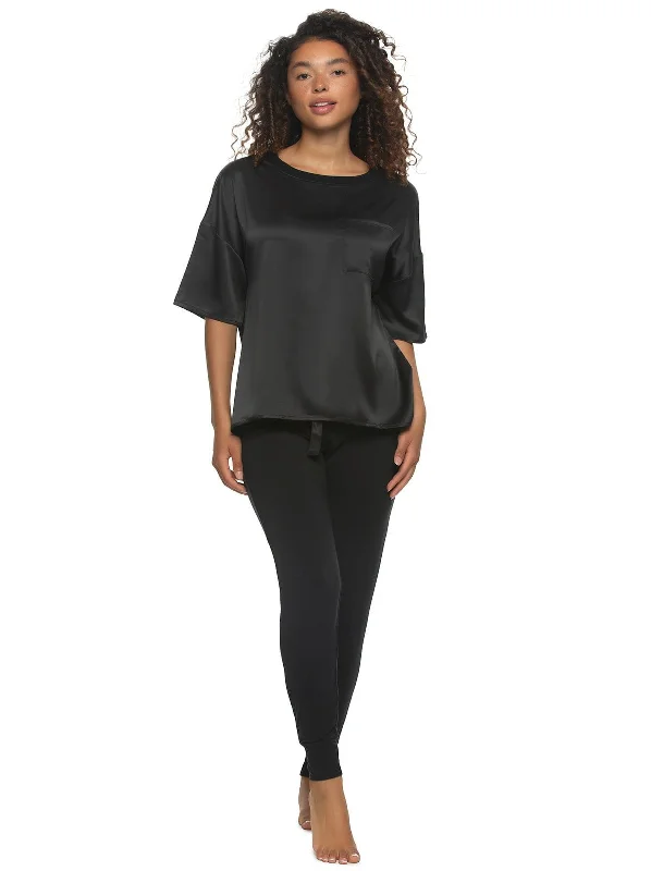 Special Offer Elysees Rich Satin Tee and Knit Jogger Set
