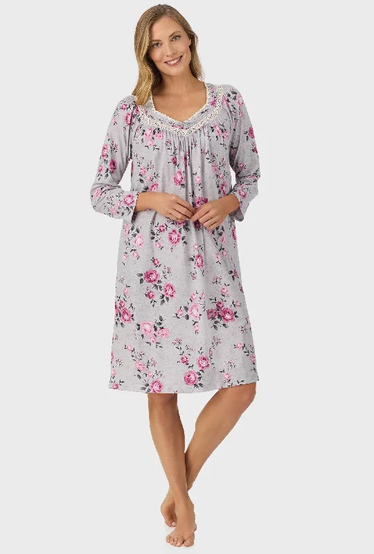 Weekend Offers That Shine Heather Garden Roses Long Sleeve Nightgown