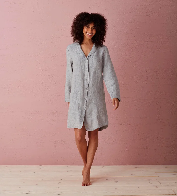Price Drop Flint Grey Ava 100% Linen Nightshirt