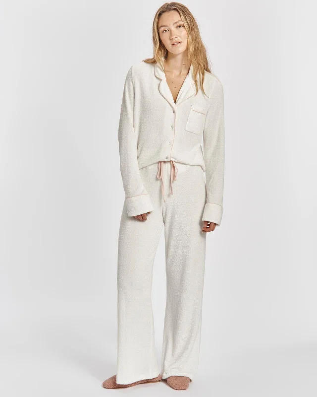 Super Discount Flora Fuzzy Notch Collar PJ Set in Gardenia