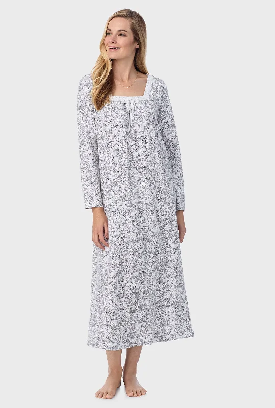 Weekend Offers That Tempt Grey Paisley Cotton Ballet Nightgown