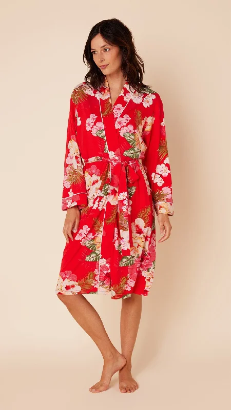 Value Pack Holiday Hibiscus Pima Knit Kimono Robe