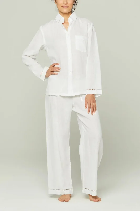 Exclusive Deal Italian Linen Pajama Set - White