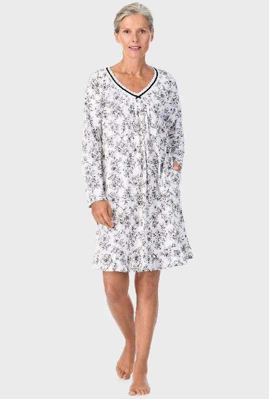 Weekend Discounts to Celebrate Ivory Floral Long Sleeve Nightshirt