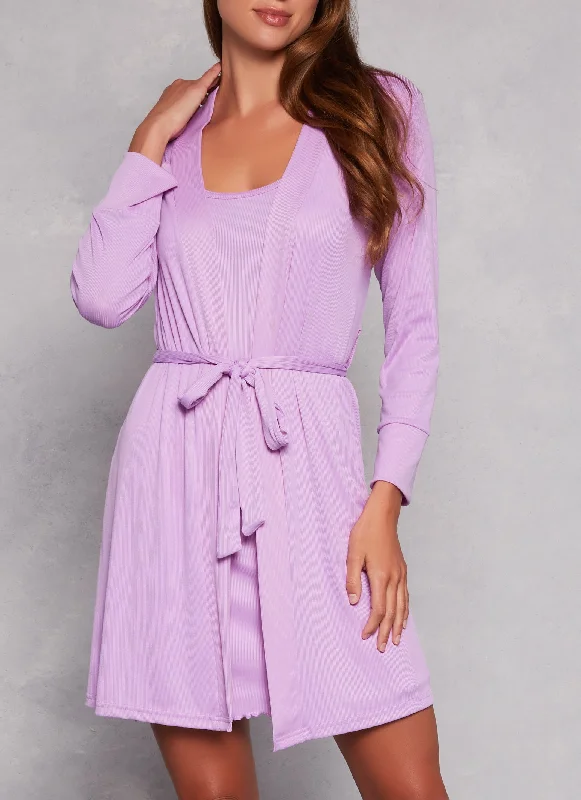 Weekend Bargains to Indulge In Ribbed Knit Cami Nightgown and Robe