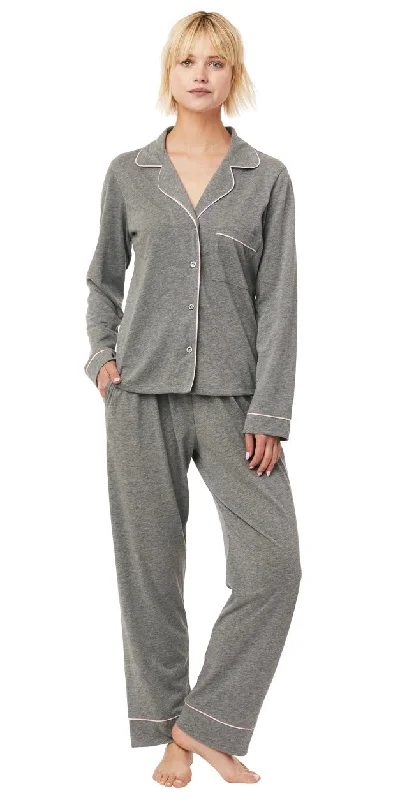 Pay Less Long Sleeve Classic Knit Pajama Set - Heather Grey