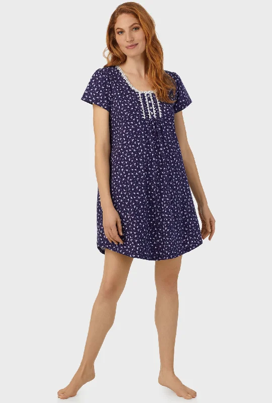 Unbeatable Deal Midnight Blue Ditsy Floral Cap Sleeve Nightshirt