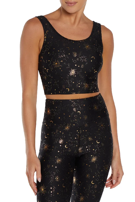 Marley Long Sports Bra - Black Foil North Star