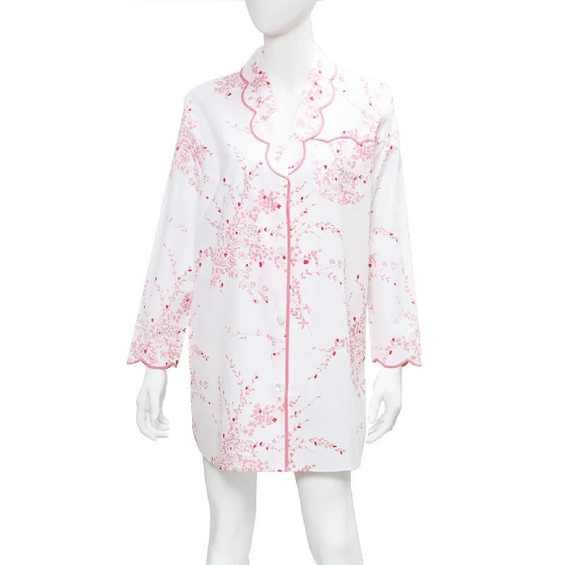 Time-Sensitive Nathalie Long Sleeve Nightshirt - Jeté de Fleurs Pink