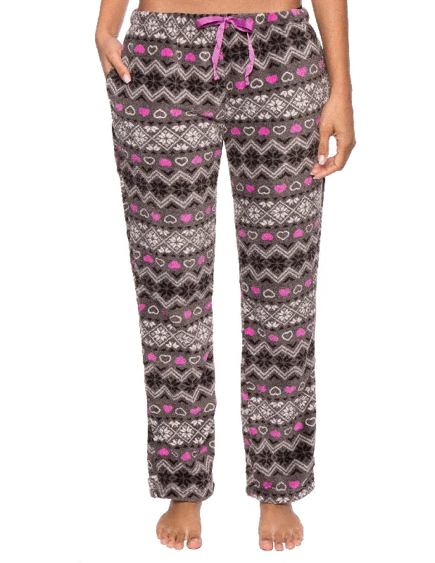 New Arrival Women's Coral Fleece Plush Lounge Pants - Nordic - Charcoal/Pink