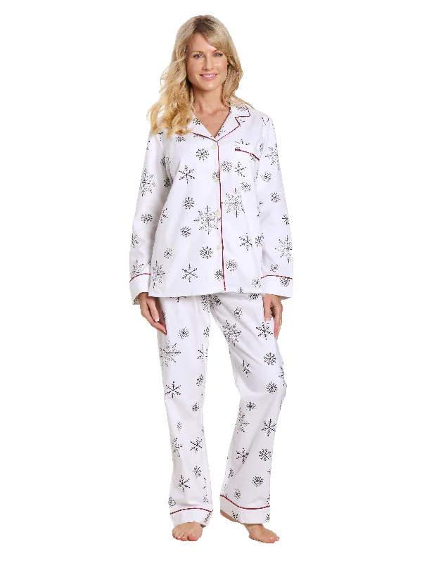 Weekend Discounts to Relish Womens Premium 100% Cotton Flannel Pajama Sleepwear Set - Snowfall White-Gray Weekend Discounts to Relish Womens Premium 100% Cotton Flannel Pajama Sleepwear Set - Snowfall White-Gray