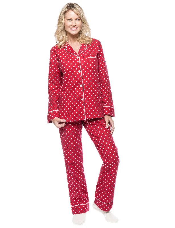 Weekend Savings Spectacular Womens Premium 100% Cotton Flannel Pajama Sleepwear Set - Dots Diva Red-White Weekend Savings Spectacular Womens Premium 100% Cotton Flannel Pajama Sleepwear Set - Dots Diva Red-White