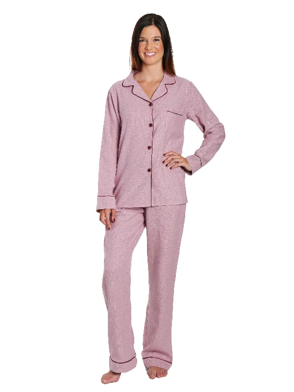 Weekend Offers That Dazzle Womens Premium 100% Cotton Yarn Dyed Flannel Pajama Sleepwear Set - Herringbone Muave
