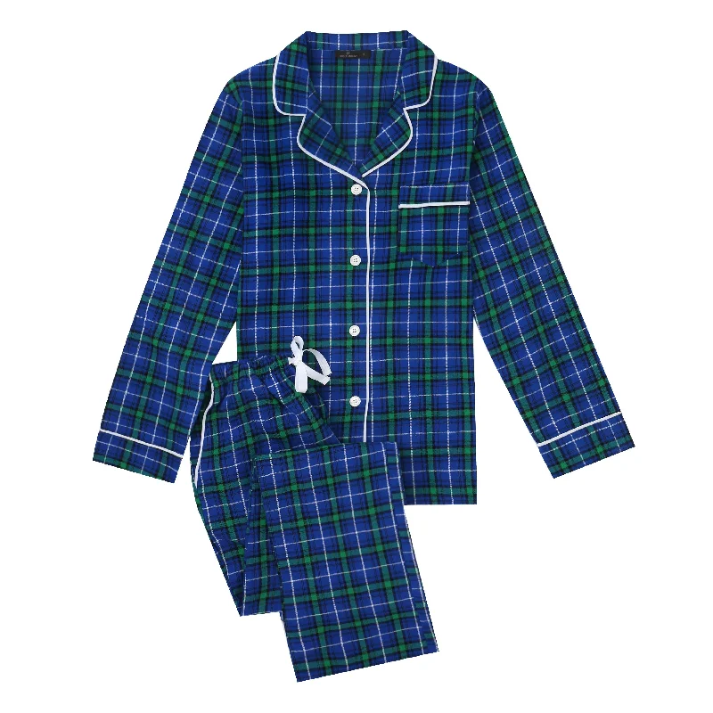 Weekend Specials to Grab 2Pc Lightweight Flannel Womens Pajama Sets - Blue-Green Scotch Plaid Weekend Specials to Grab 2Pc Lightweight Flannel Womens Pajama Sets - Blue-Green Scotch Plaid