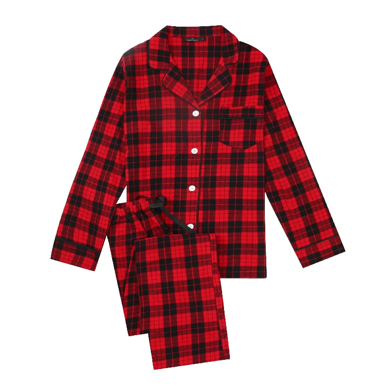 Weekend Sale: Don't Miss Out 2Pc Lightweight Flannel Womens Pajama Sets - Red-Black Tartan Plaid Weekend Sale: Don't Miss Out 2Pc Lightweight Flannel Womens Pajama Sets - Red-Black Tartan Plaid