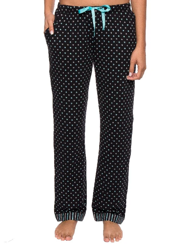 Low Cost Women's Double Layer Knit Jersey Lounge Pants - Hearts Black/Aqua