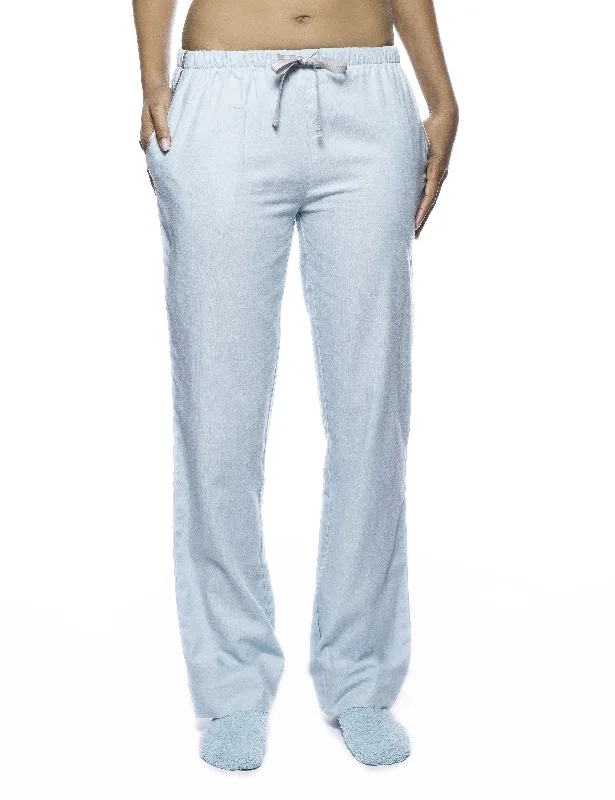 Hurry Up Womens Premium 100% Cotton Flannel Lounge Pants - Herringbone Aqua