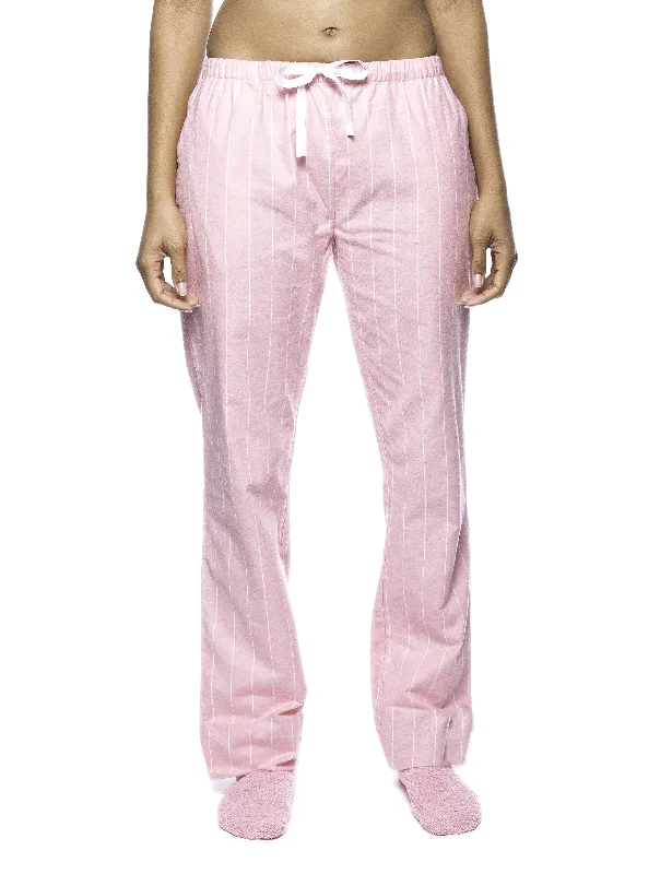 Extra Savings Womens Premium 100% Cotton Flannel Lounge Pants - Stripes Pink