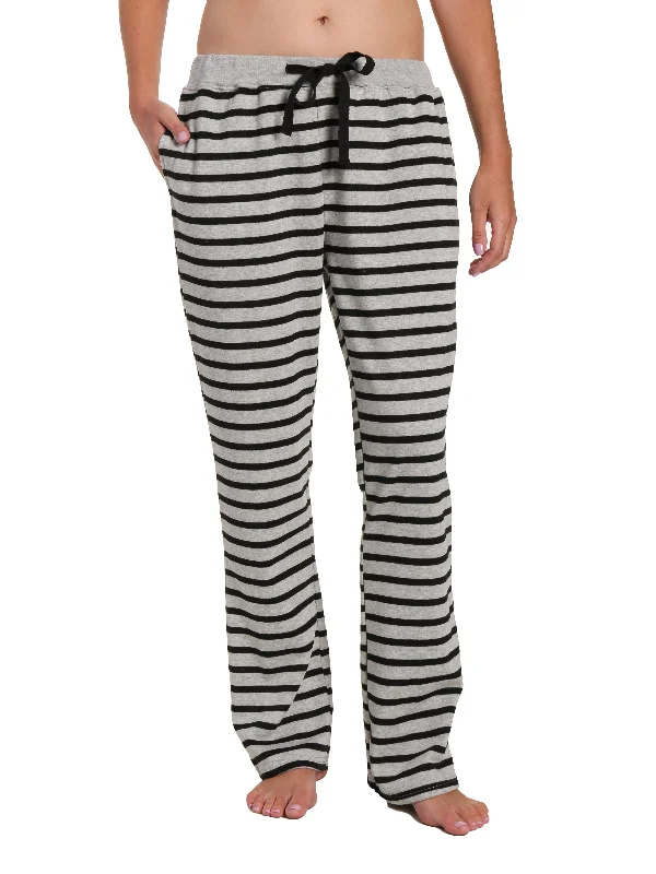 Weekend Savings Spectacular Womens Towel Brushed Sweatpants - Stripes Grey Black