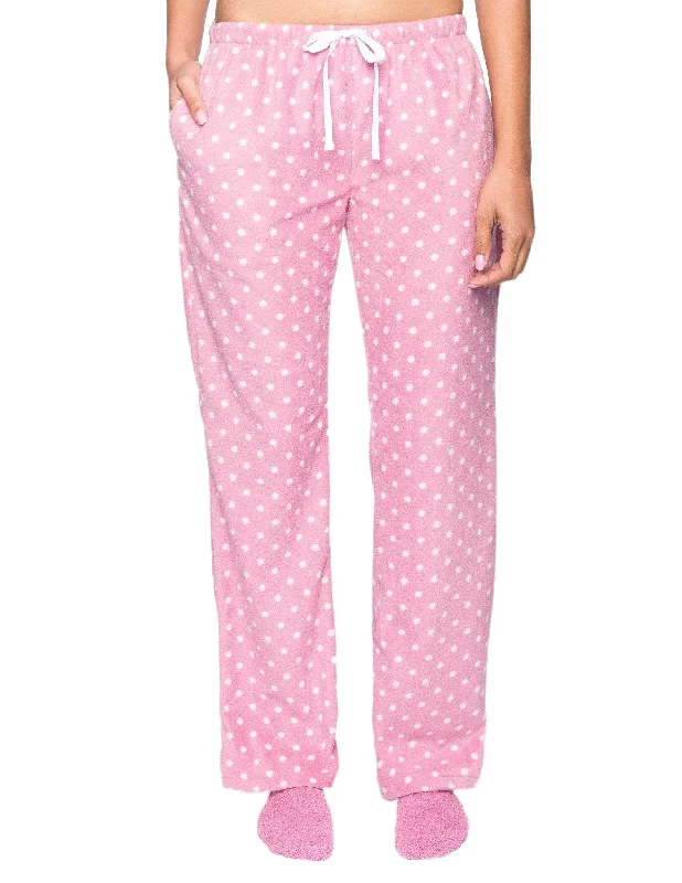 Sale Alert Womens Microfleece Lounge/Sleep Pants - Dots Diva Pink/White