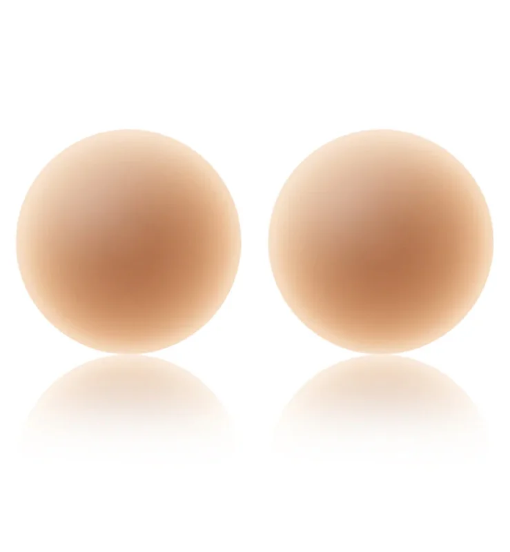 NOOD No-Show Round Adhesive Reusable Nipple Covers (4 inch) - Soft Tan / No. 5